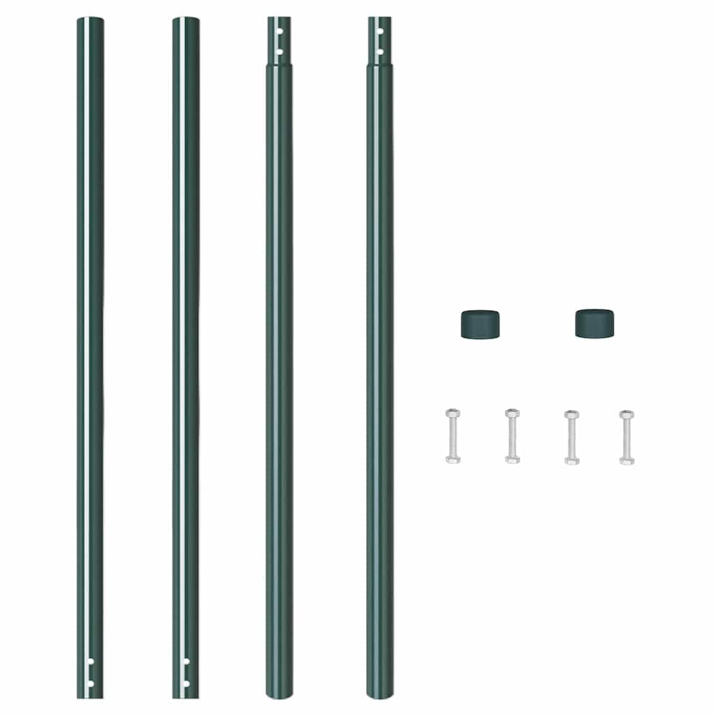 Zaunpfosten 2 pcs Grün 160 cm Pulverbeschichteter Stahl
