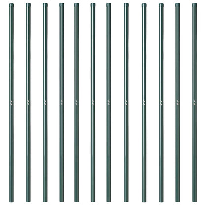 Zaunpfosten 12 pcs Grün 200 cm Pulverbeschichteter Stahl