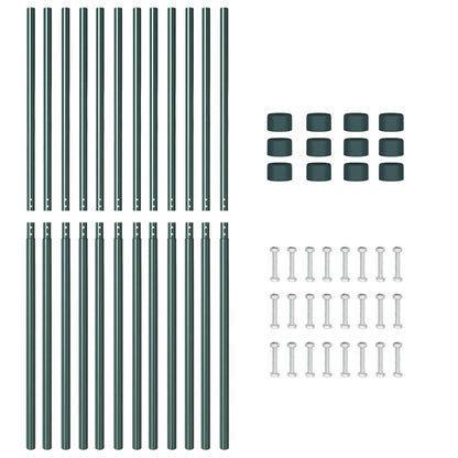 Zaunpfosten 12 pcs Grün 200 cm Pulverbeschichteter Stahl