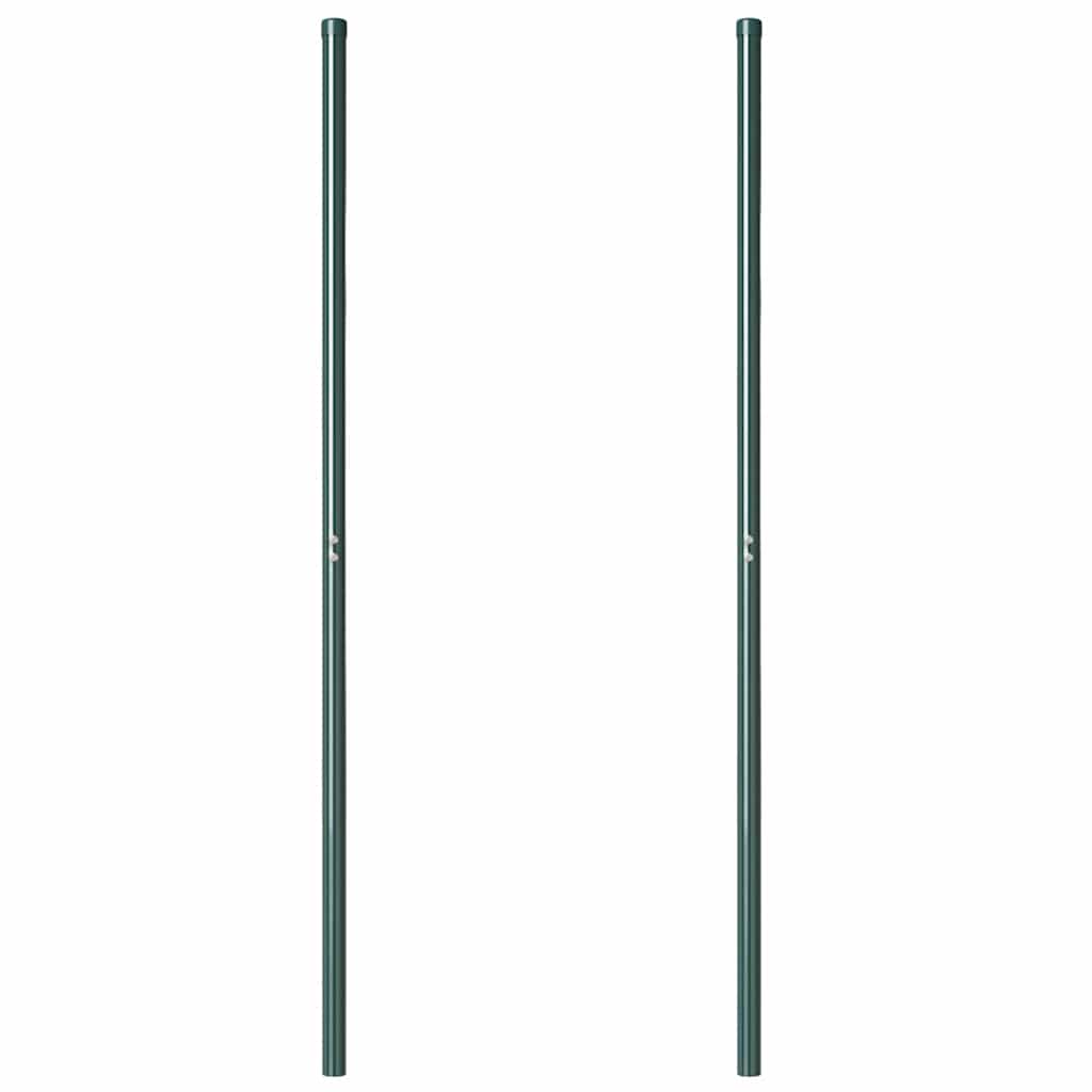 Zaunpfosten 2 pcs Grün 210 cm Pulverbeschichteter Stahl