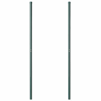 Zaunpfosten 2 pcs Grün 210 cm Pulverbeschichteter Stahl