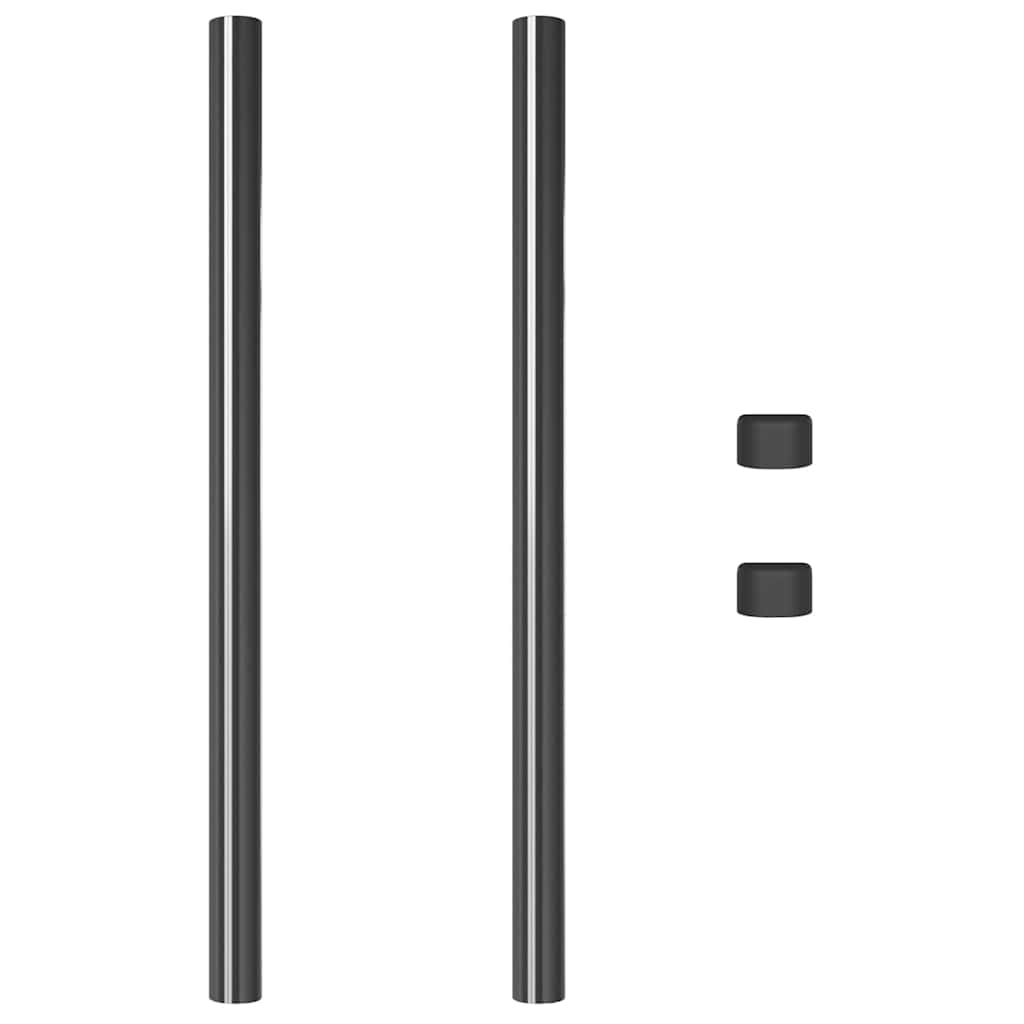 Zaunpfosten 2 pcs Grau 60 cm Pulverbeschichteter Stahl