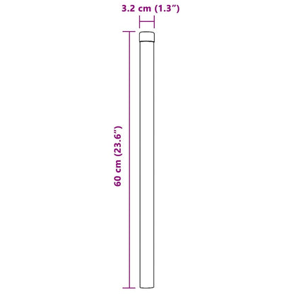 Zaunpfosten 2 pcs Grau 60 cm Pulverbeschichteter Stahl