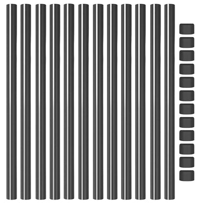 Zaunpfosten 12 pcs Grau 60 cm Pulverbeschichteter Stahl