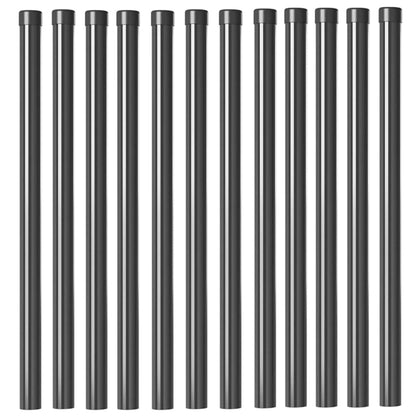 Zaunpfosten 12 pcs Grau 80 cm Pulverbeschichteter Stahl