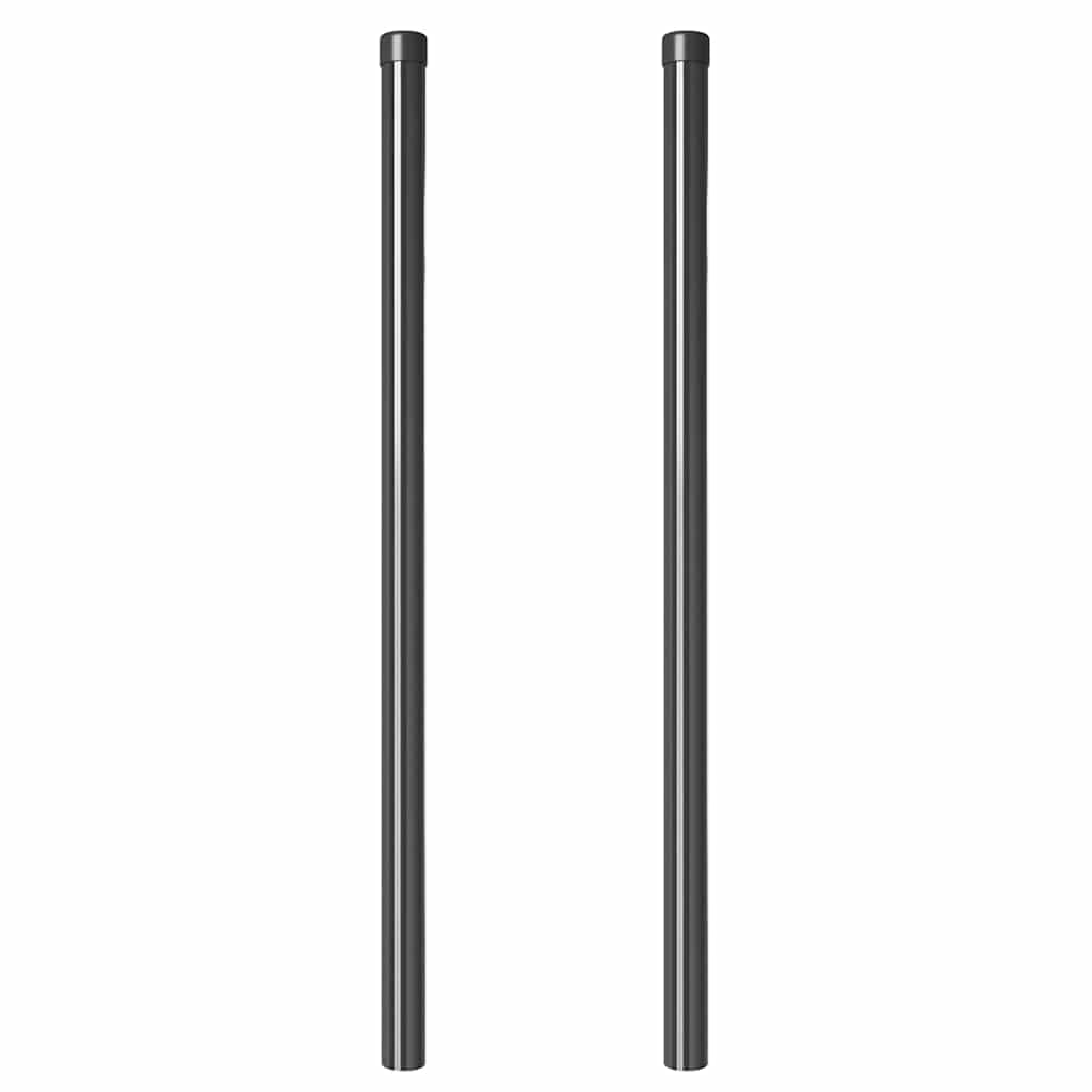 Zaunpfosten 2 pcs Grau 100 cm Pulverbeschichteter Stahl