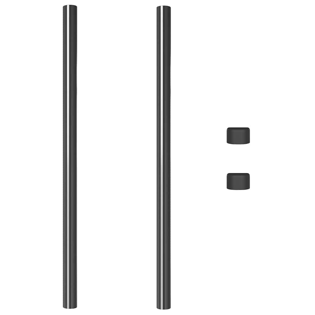Zaunpfosten 2 pcs Grau 100 cm Pulverbeschichteter Stahl