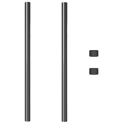 Zaunpfosten 2 pcs Grau 100 cm Pulverbeschichteter Stahl