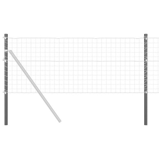 Zaunpfosten 2 pcs Grau 110 cm Pulverbeschichteter Stahl