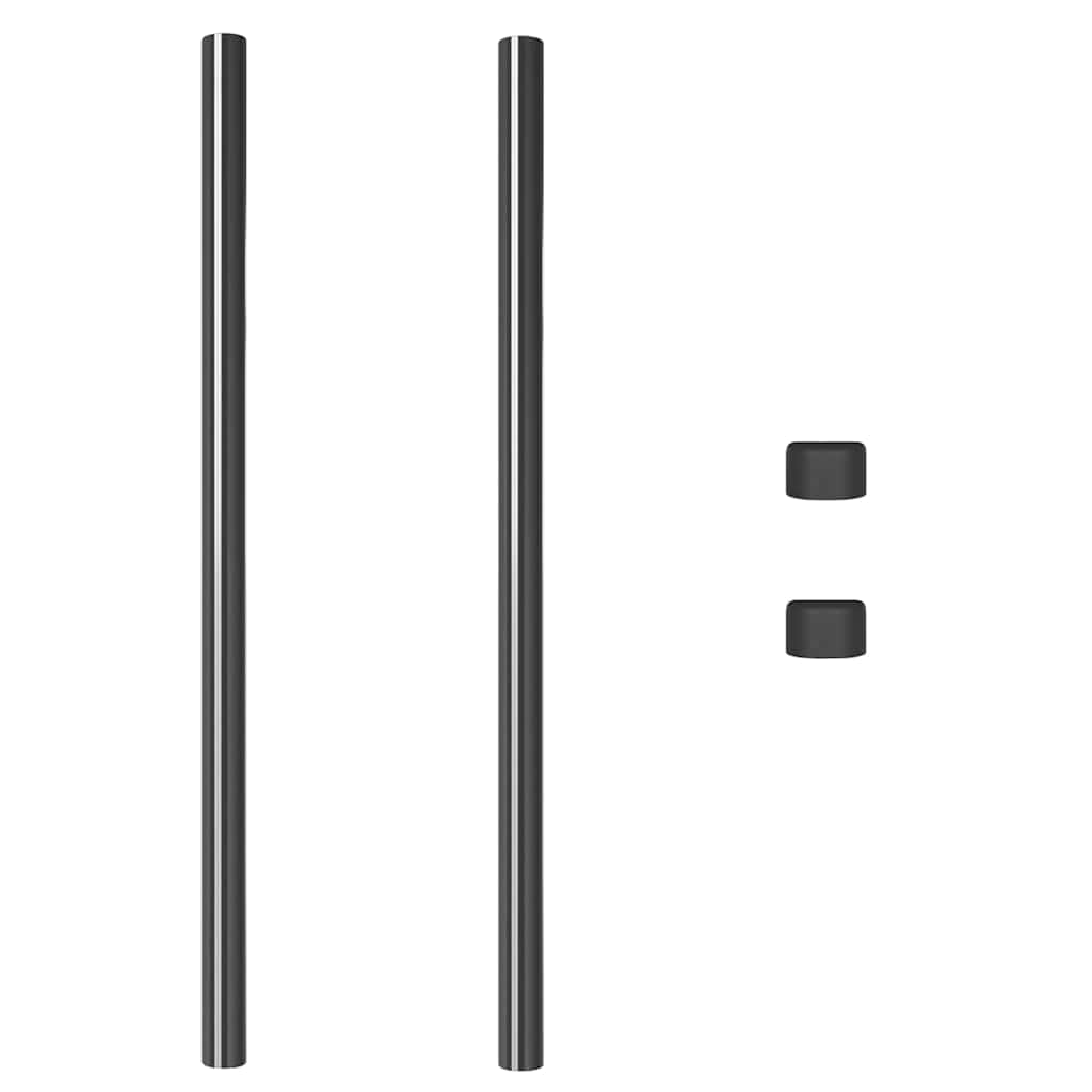Zaunpfosten 2 pcs Grau 110 cm Pulverbeschichteter Stahl