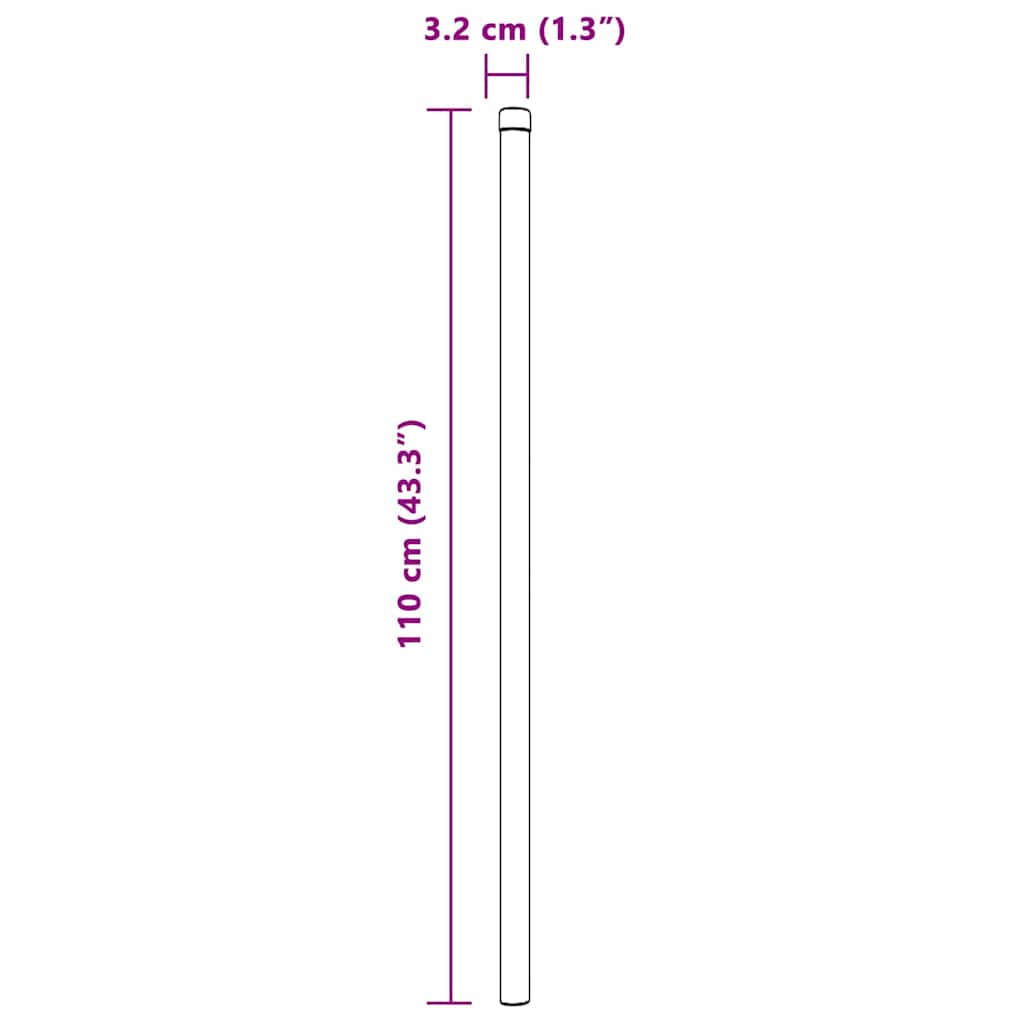 Zaunpfosten 2 pcs Grau 110 cm Pulverbeschichteter Stahl