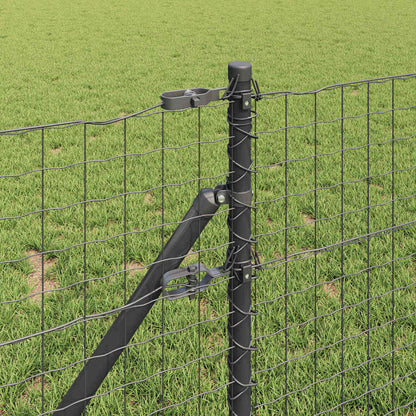 Zaunpfosten 12 pcs Grau 110 cm Pulverbeschichteter Stahl