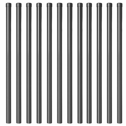 Zaunpfosten 12 pcs Grau 110 cm Pulverbeschichteter Stahl