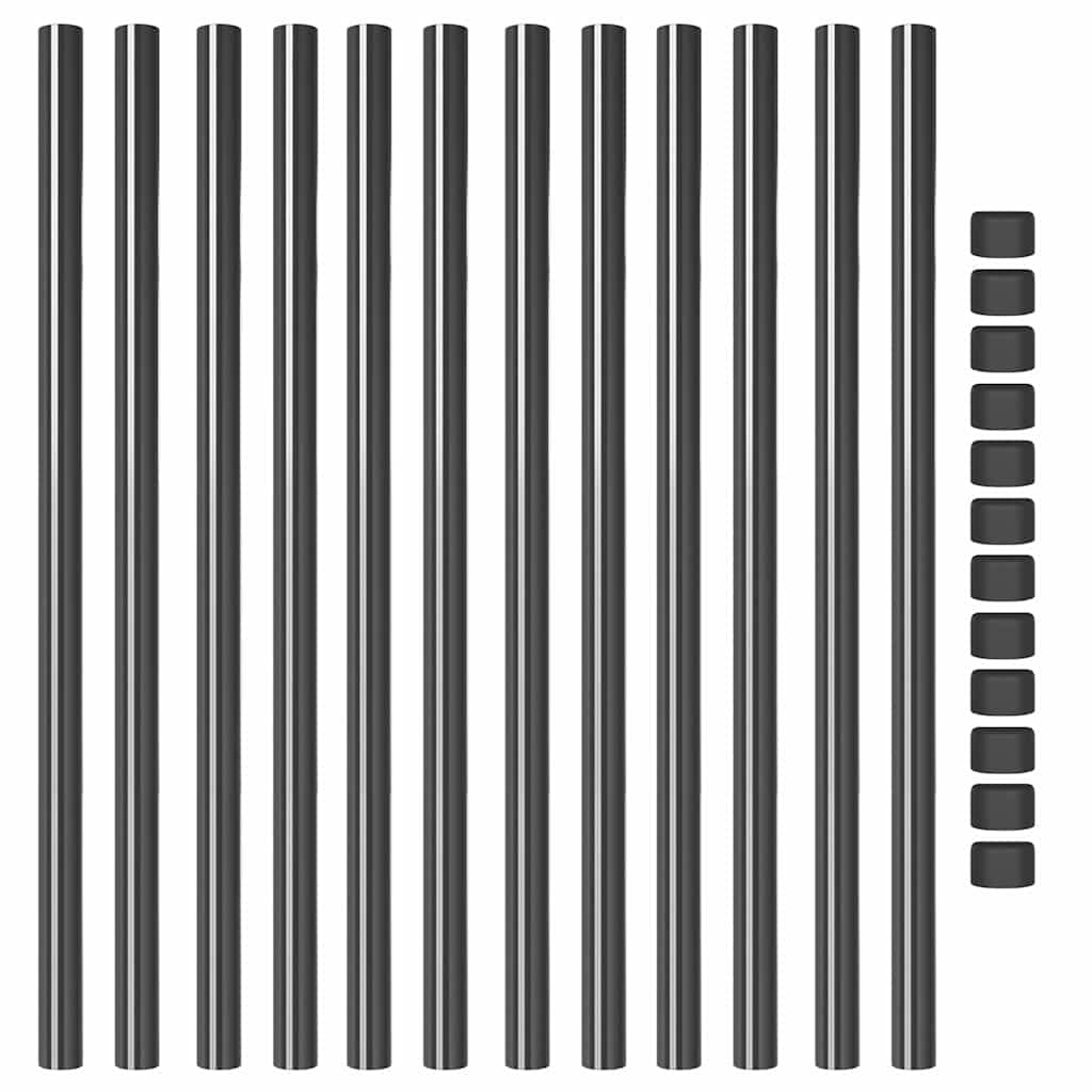 Zaunpfosten 12 pcs Grau 110 cm Pulverbeschichteter Stahl