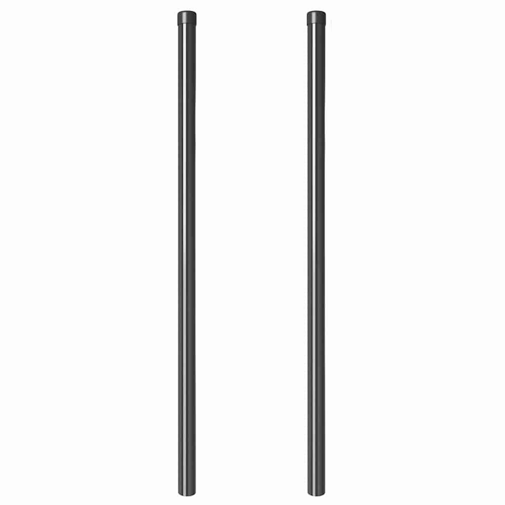 Zaunpfosten 2 pcs Grau 120 cm Pulverbeschichteter Stahl