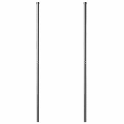 Zaunpfosten 2 pcs Grau 140 cm Pulverbeschichteter Stahl