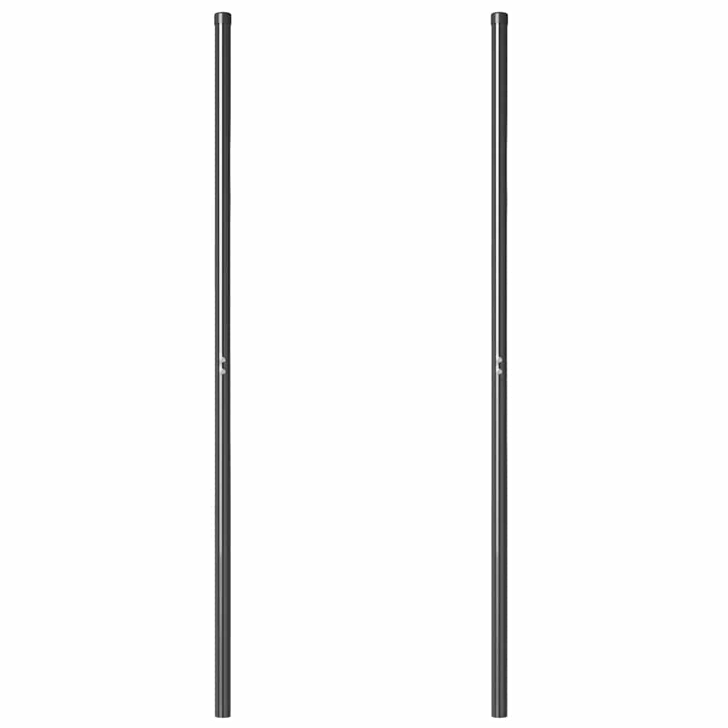 Zaunpfosten 2 pcs Grau 180 cm Pulverbeschichteter Stahl
