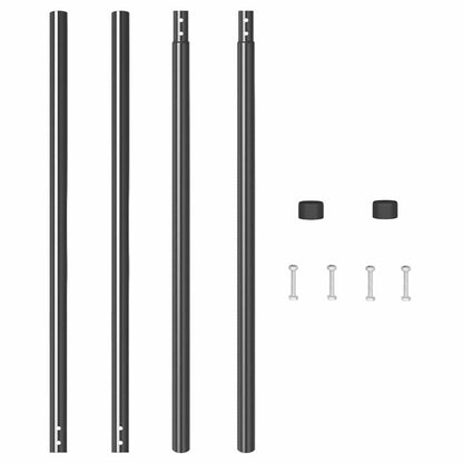 Zaunpfosten 2 pcs Grau 180 cm Pulverbeschichteter Stahl