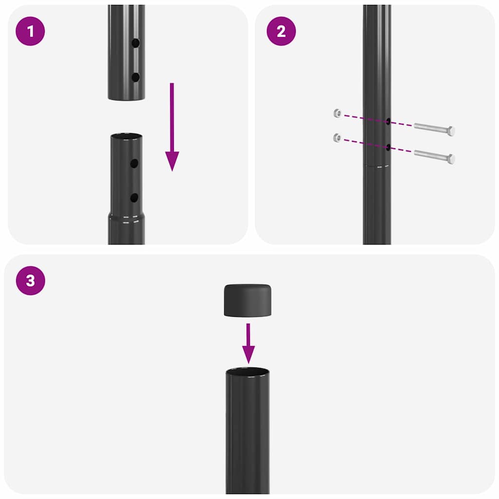 Zaunpfosten 12 pcs Grau 180 cm Pulverbeschichteter Stahl