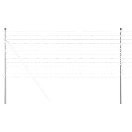 Zaunpfosten 2 pcs Silber 70 cm Pulverbeschichteter Stahl