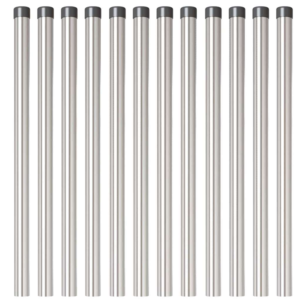Zaunpfosten 12 pcs Silber 70 cm Pulverbeschichteter Stahl