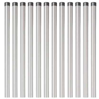 Zaunpfosten 12 pcs Silber 70 cm Pulverbeschichteter Stahl