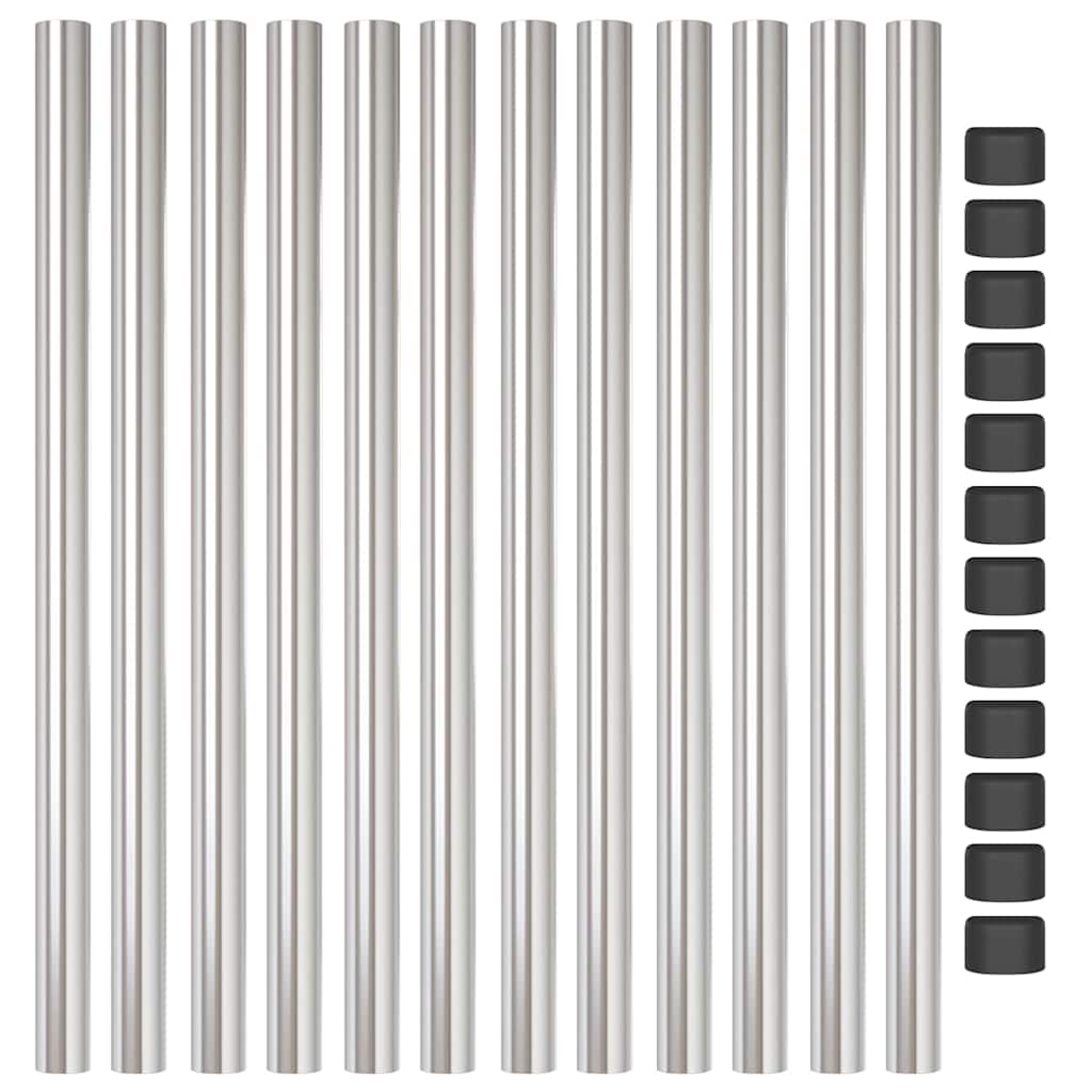 Zaunpfosten 12 pcs Silber 70 cm Pulverbeschichteter Stahl