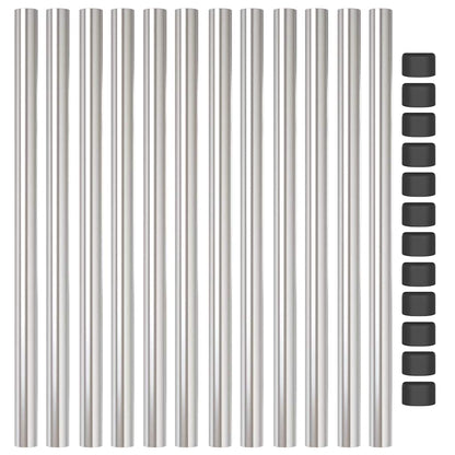 Zaunpfosten 12 pcs Silber 70 cm Pulverbeschichteter Stahl