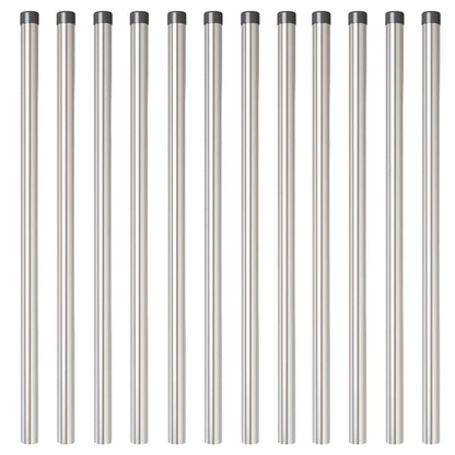 Zaunpfosten 12 pcs Silber 100 cm Pulverbeschichteter Stahl