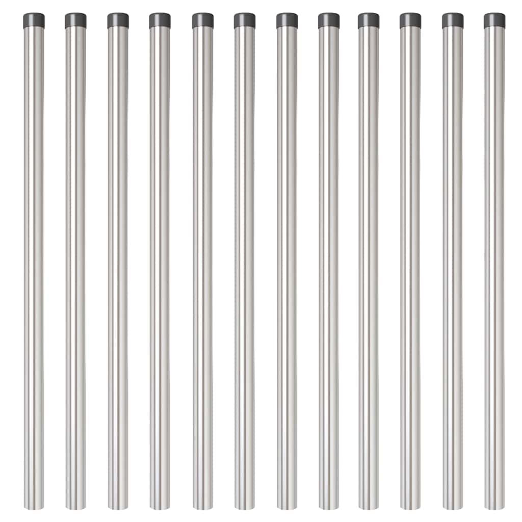 Zaunpfosten 12 pcs Silber 110 cm Pulverbeschichteter Stahl