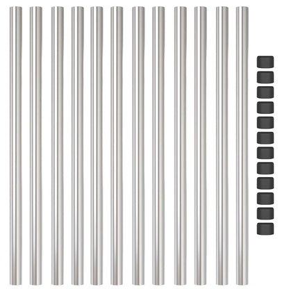 Zaunpfosten 12 pcs Silber 110 cm Pulverbeschichteter Stahl