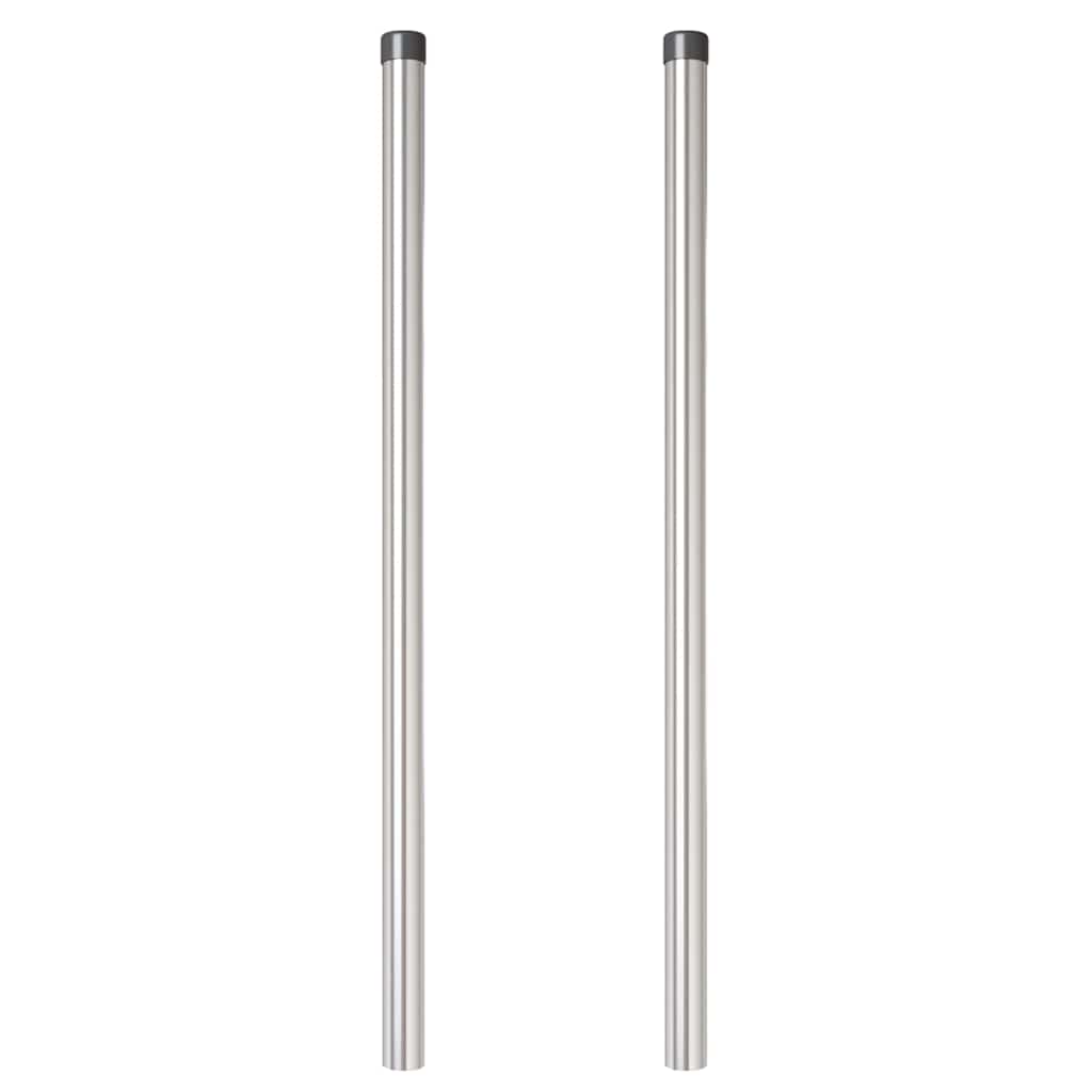 Zaunpfosten 2 pcs Silber 120 cm Pulverbeschichteter Stahl