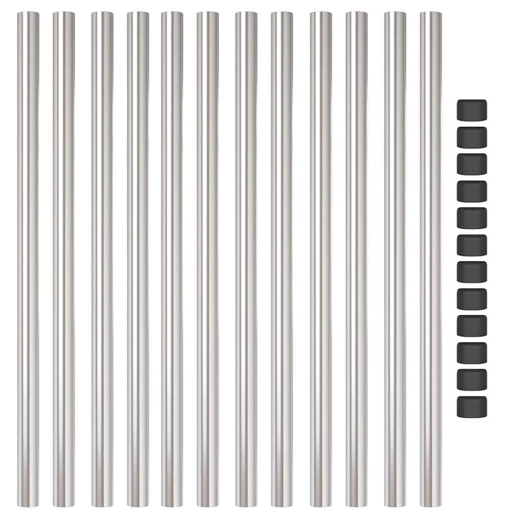Zaunpfosten 12 pcs Silber 120 cm Pulverbeschichteter Stahl