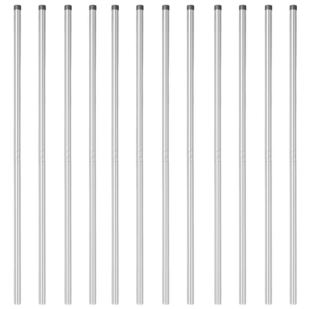 Zaunpfosten 12 pcs Silber 140 cm Pulverbeschichteter Stahl