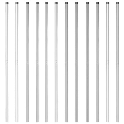 Zaunpfosten 12 pcs Silber 140 cm Pulverbeschichteter Stahl