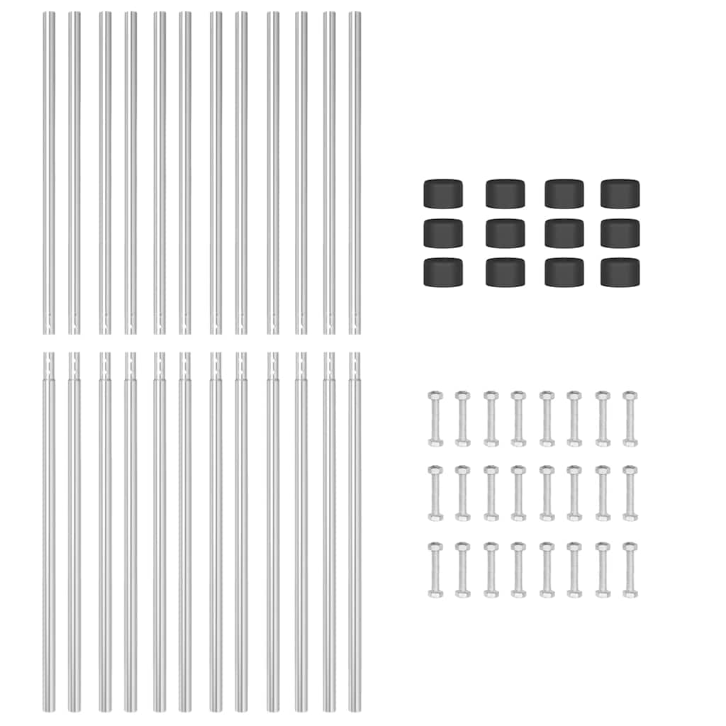 Zaunpfosten 12 pcs Silber 140 cm Pulverbeschichteter Stahl