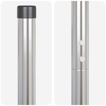 Zaunpfosten 2 pcs Silber 200 cm Pulverbeschichteter Stahl