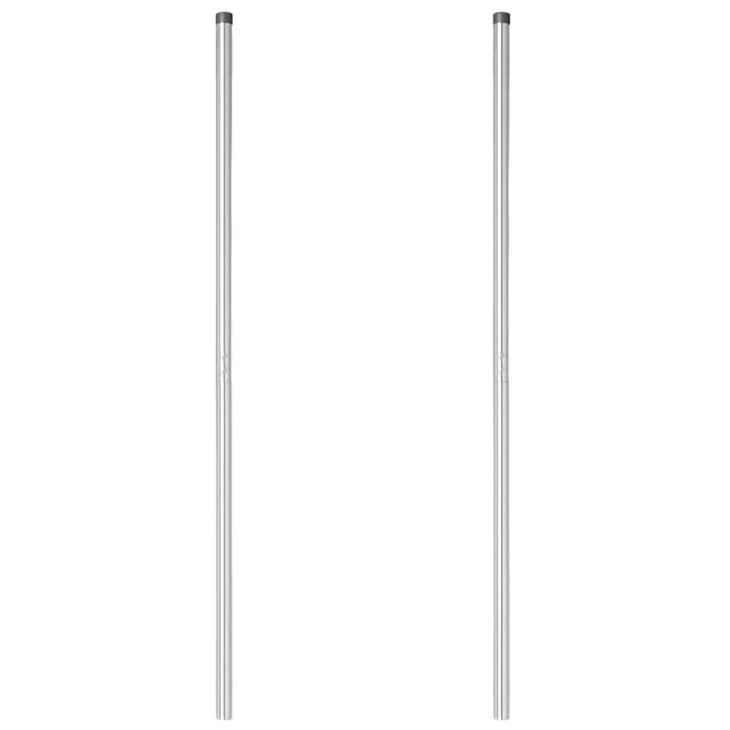 Zaunpfosten 2 pcs Silber 200 cm Pulverbeschichteter Stahl