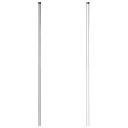 Zaunpfosten 2 pcs Silber 200 cm Pulverbeschichteter Stahl