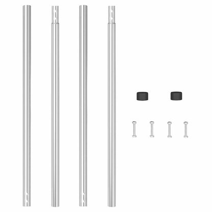 Zaunpfosten 2 pcs Silber 200 cm Pulverbeschichteter Stahl
