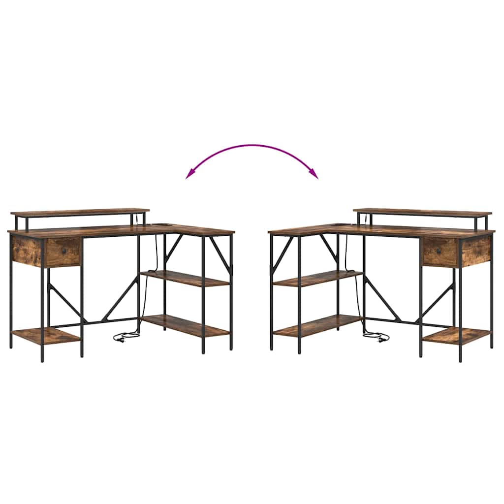 Schreibtisch Räuchereiche 120 x 79 x 86.5 cm Holzwerkstoff