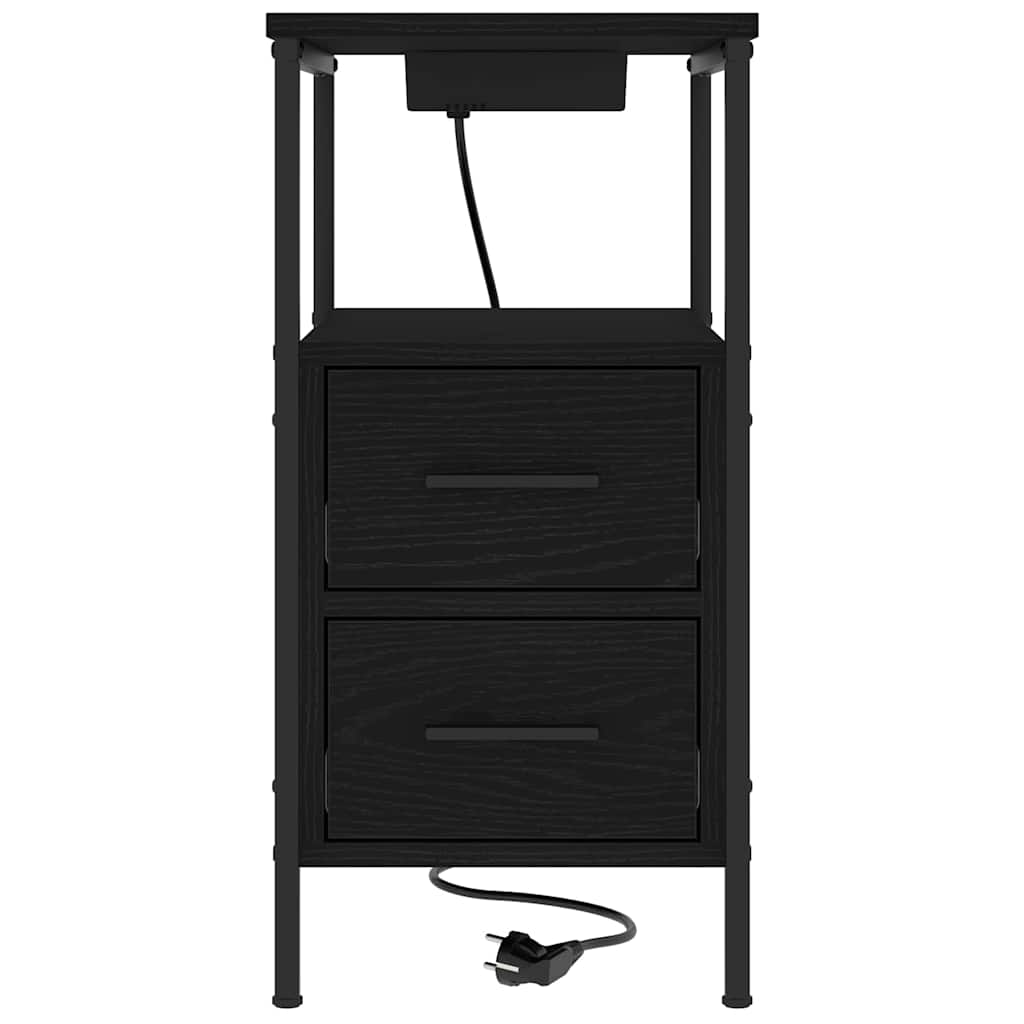 Nachttisch Schwarz Eichen-Optik 30 x 48 x 61 cm Holzwerkstoff