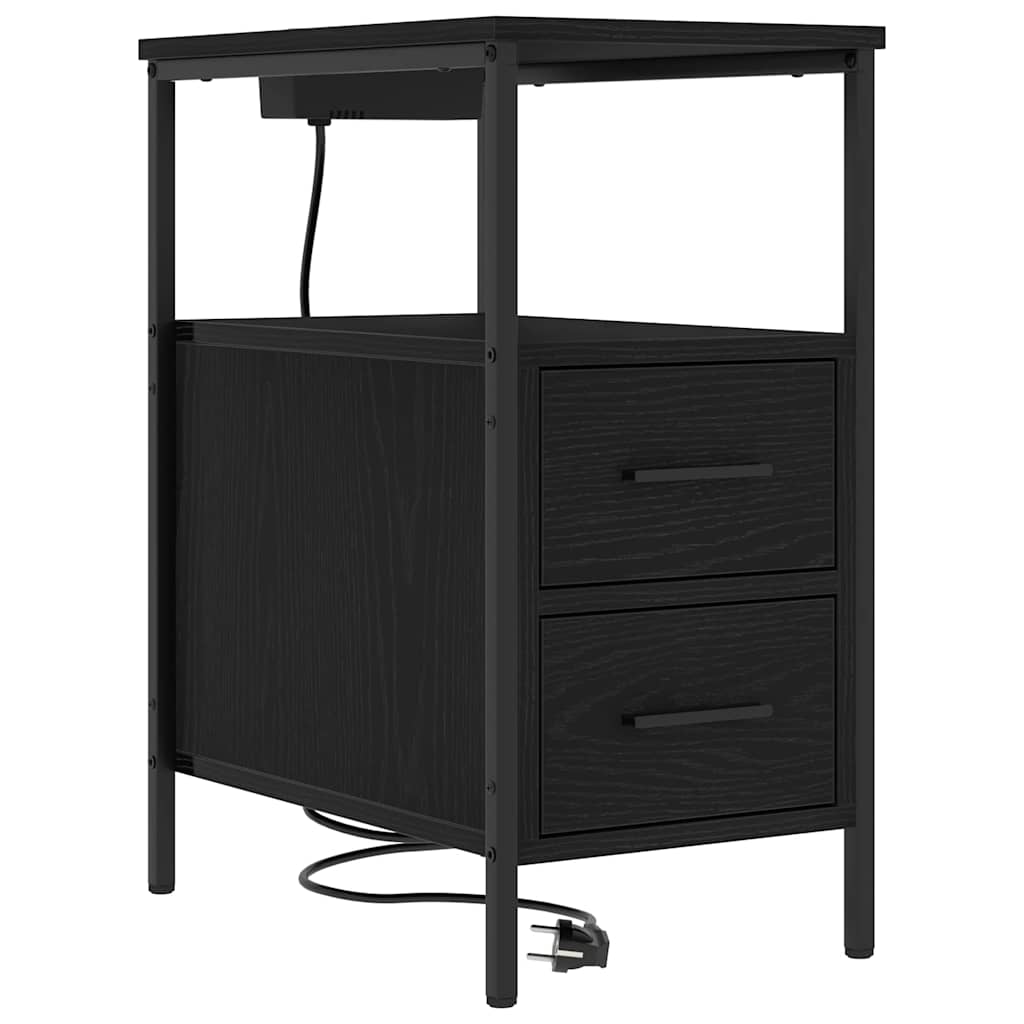 Nachttisch 2 pcs Schwarz Eichen-Optik 30 x 48 x 61 cm