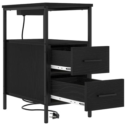 Nachttisch 2 pcs Schwarz Eichen-Optik 30 x 48 x 61 cm