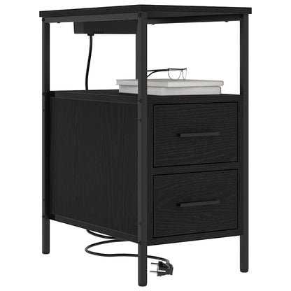 Nachttisch 2 pcs Schwarz Eichen-Optik 30 x 48 x 61 cm