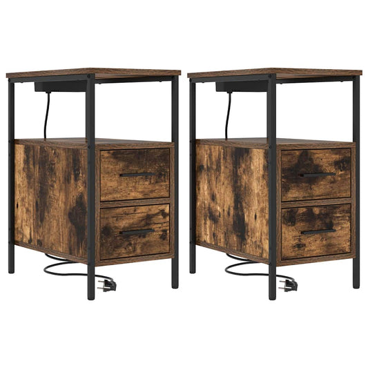 Nachttisch 2 pcs Räuchereiche 30 x 48 x 61 cm Holzwerkstoff