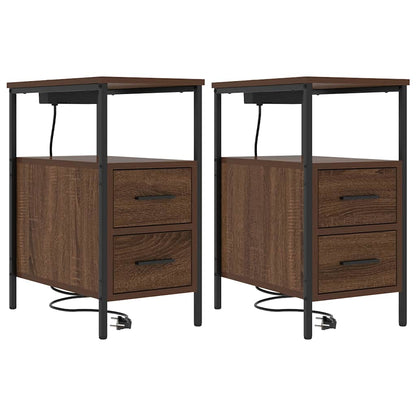 Nachttisch 2 pcs Braun Eichen-Optik 30 x 48 x 61 cm