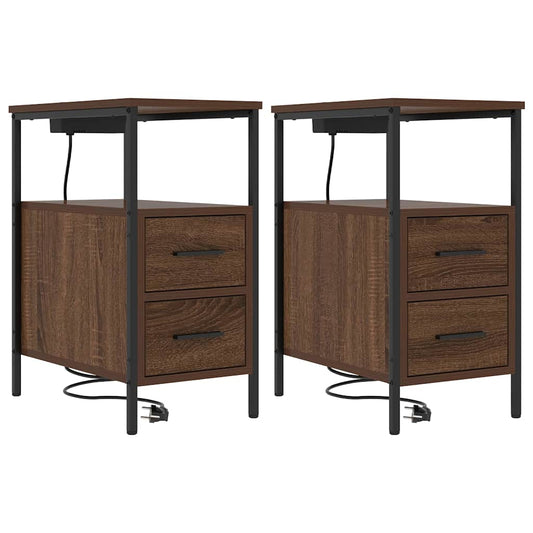 Nachttisch 2 pcs Braun Eichen-Optik 30 x 48 x 61 cm