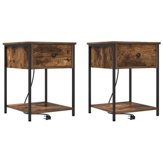 Nachttisch 2 pcs Räuchereiche 42 x 41 x 56 cm Holzwerkstoff