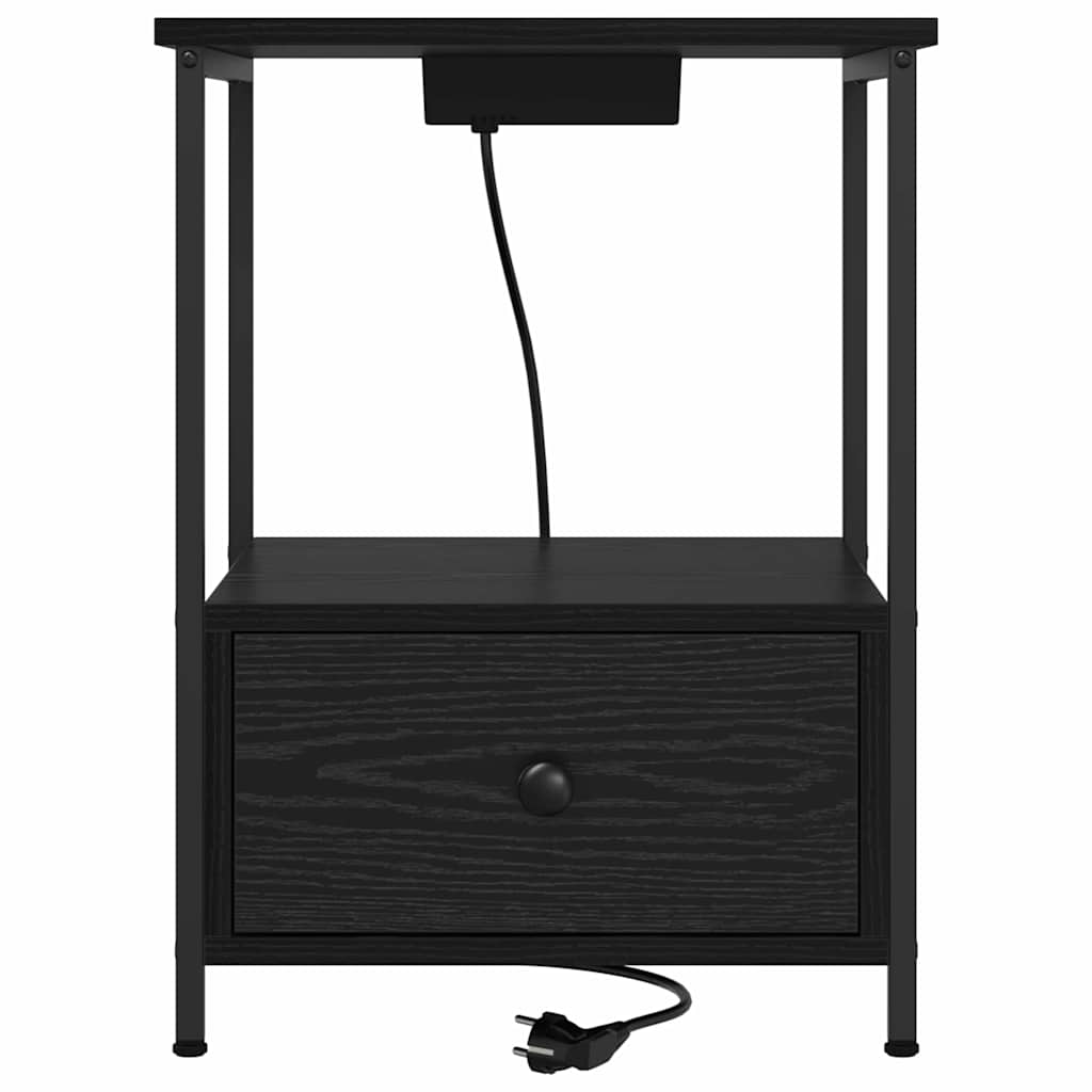 Nachttisch mit Ladestation 2 pcs Schwarze Eiche Holzwerkstoff